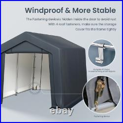 8x12' Outdoor Storage Shelter Shed Portable Canopy Carport Garage with 2 Doors