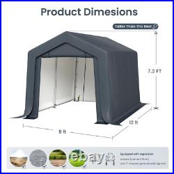 8x12' Outdoor Storage Shelter Shed Portable Canopy Carport Garage with 2 Doors