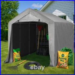 8x12ft Heavy Duty Outdoor Storage Shelter Tent With Waterproof Canopy