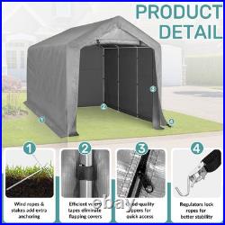 8x12ft Heavy Duty Outdoor Storage Shelter Tent With Waterproof Canopy
