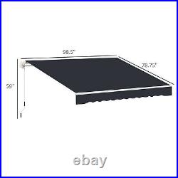 8x7 ft Outside Retractable Canopy Patio Awning Sun Shade Outdoor Deck UV Cover