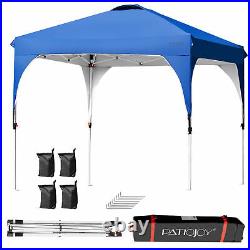 8x8 FT Pop up Canopy Tent Shelter Height Adjustable with Roller Bag Blue