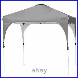 8x8 FT Pop up Canopy Tent Shelter Height Adjustable with Roller Bag Grey