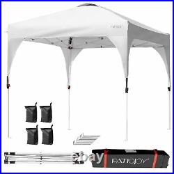 8x8 FT Pop up Canopy Tent Shelter Height Adjustable with Roller Bag White
