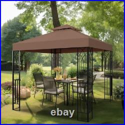 8x8 Outdoor Gazebo Tent with Corner Shelves, Double Roof Patio Paviloin with