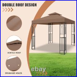 8x8 Outdoor Gazebo Tent with Corner Shelves, Double Roof Patio Paviloin with