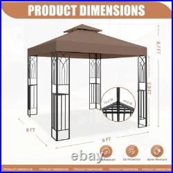 8x8 Outdoor Gazebo Tent with Corner Shelves, Double Roof Patio Paviloin with
