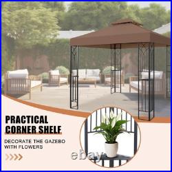 8x8 Outdoor Gazebo Tent with Corner Shelves, Double Roof Patio Paviloin with