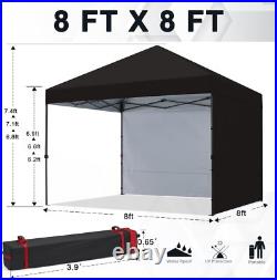 8x8 Pop Up Canopy Tent with 2 Sidewalls Instant Sun Shelter for Outdoor Events