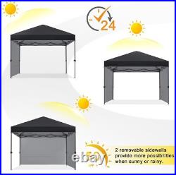 8x8 Pop Up Canopy Tent with 2 Sidewalls Instant Sun Shelter for Outdoor Events