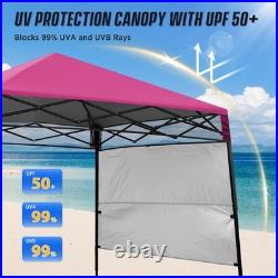 8x8 Pop Up Canopy Tent with Sidewall, Compact, Portable Slant Leg Instant Sun