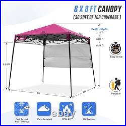 8x8 Pop Up Canopy Tent with Sidewall, Compact, Portable Slant Leg Instant Sun
