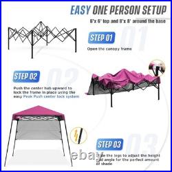8x8 Pop Up Canopy Tent with Sidewall, Compact, Portable Slant Leg Instant Sun