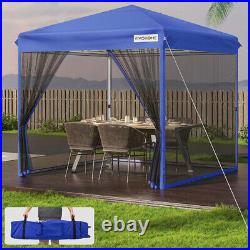 8x8ft Easy Pop-Up Canopy Outdoor Screen Tent with Net, 2 Zipper Doors, Roller Bag