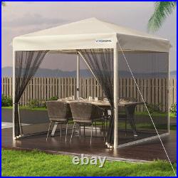 8x8ft Easy Pop-Up Canopy Outdoor Screen Tent with Net, 2 Zipper Doors, Roller Bag