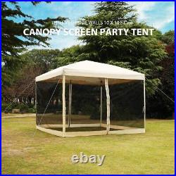 8x8ft Folding EZ Pop up Canopy Gazebo Netting Screen House Party Tent 3 Heights