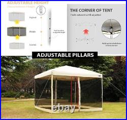 8x8ft Folding EZ Pop up Canopy Gazebo Netting Screen House Party Tent 3 Heights