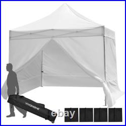 8x8ft Pop Up Canopy Commercial Canopy Tent Heavy Duty with Sidewall Roller Bag