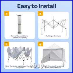 8x8ft Pop Up Canopy Commercial Canopy Tent Heavy Duty with Sidewall Roller Bag