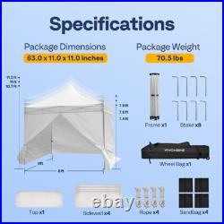 8x8ft Pop Up Canopy Commercial Canopy Tent Heavy Duty with Sidewall Roller Bag