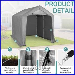8x8ft Storage Shelter Shed Outdoor Heavy Duty Carport Canopy Garage Car Tent
