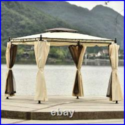 9.3ftx8.5ft Outdoor Patio Gazebo with Mosquito nets and Curtains US Stock