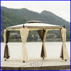 9.3ftx8.5ft Outdoor Patio Gazebo with Mosquito nets and Curtains US Stock