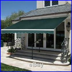 9.8 x 6.5 ft. Manual Retractable Awning Green Model Outdoor Deck & Patio Canopy