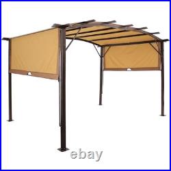 9 x 12-Foot Outdoor Pergola with Retractable Canopy Gray by Sunnydaze