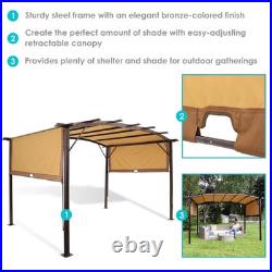 9 x 12-Foot Outdoor Pergola with Retractable Canopy Gray by Sunnydaze