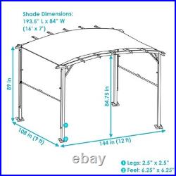 9 x 12-Foot Outdoor Pergola with Retractable Canopy Gray by Sunnydaze