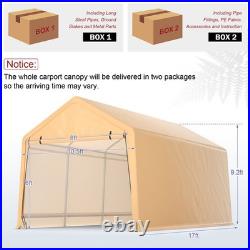 9x17 ft Heavy Duty Carport Canopy PE Car Tent Steel Outdoor Garage Shelter