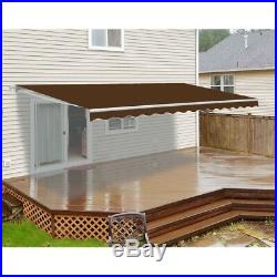 ALEKO 12 X 10 Feet Retractable Motorized Home Patio Canopy Awning, Brown Color