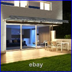 ALEKO 13x10 ft Motorized LED Half Cassette Retractable Patio Awning Grey