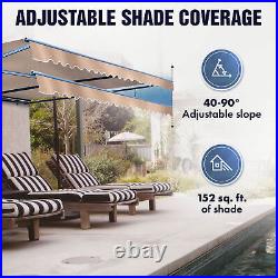 ALEKO 16x10 ft Motorized LED Half Cassette Retractable Patio Awning Grey/White