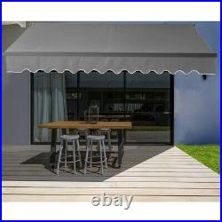ALEKO Black Frame Retractable Home Patio Canopy Awning 13 x 10 ft Grey Color