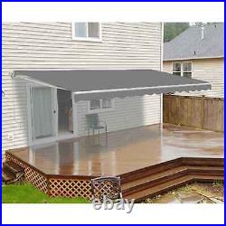 ALEKO Grey Retractable Patio Awning 12 X 10 ft Water-Resistant Deck Sunshade