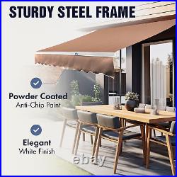 ALEKO Grey Retractable Patio Awning 12 X 10 ft Water-Resistant Deck Sunshade