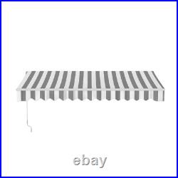 ALEKO Manual Retractable 12 x 10 ft Patio Awning Deck Sunshade Grey / White