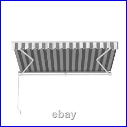 ALEKO Manual Retractable 12 x 10 ft Patio Awning Deck Sunshade Grey / White