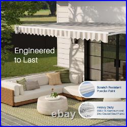 ALEKO Manual Retractable 12 x 10 ft Patio Awning Deck Sunshade Grey / White