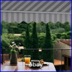 ALEKO Manual Retractable 12 x 10 ft Patio Awning Deck Sunshade Grey / White