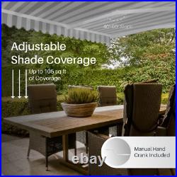 ALEKO Manual Retractable 12 x 10 ft Patio Awning Deck Sunshade Grey / White