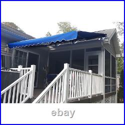 ALEKO Motorized Black Frame Retractable Home Patio Canopy Awning 10'x8' Blue