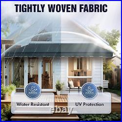 ALEKO Motorized Black Frame Retractable Home Patio Canopy Awning 12'x10' Sand