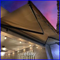 ALEKO Motorized Black Frame Retractable Home Patio Canopy Awning 12'x10' Sand