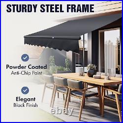 ALEKO Motorized Black Frame Retractable Home Patio Canopy Awning 12'x10' Sand