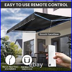 ALEKO Motorized Black Frame Retractable Home Patio Canopy Awning 12'x10' Sand