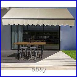 ALEKO Motorized Black Frame Retractable Home Patio Canopy Awning 16'x10' Ivory