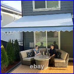 ALEKO Motorized Retractable 10 x 8 ft Home Patio Awning Canopy Sky Blue